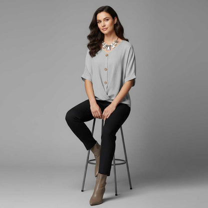 Elegant V-Neck Women's Blouse | Long Sleeve Fashion Top