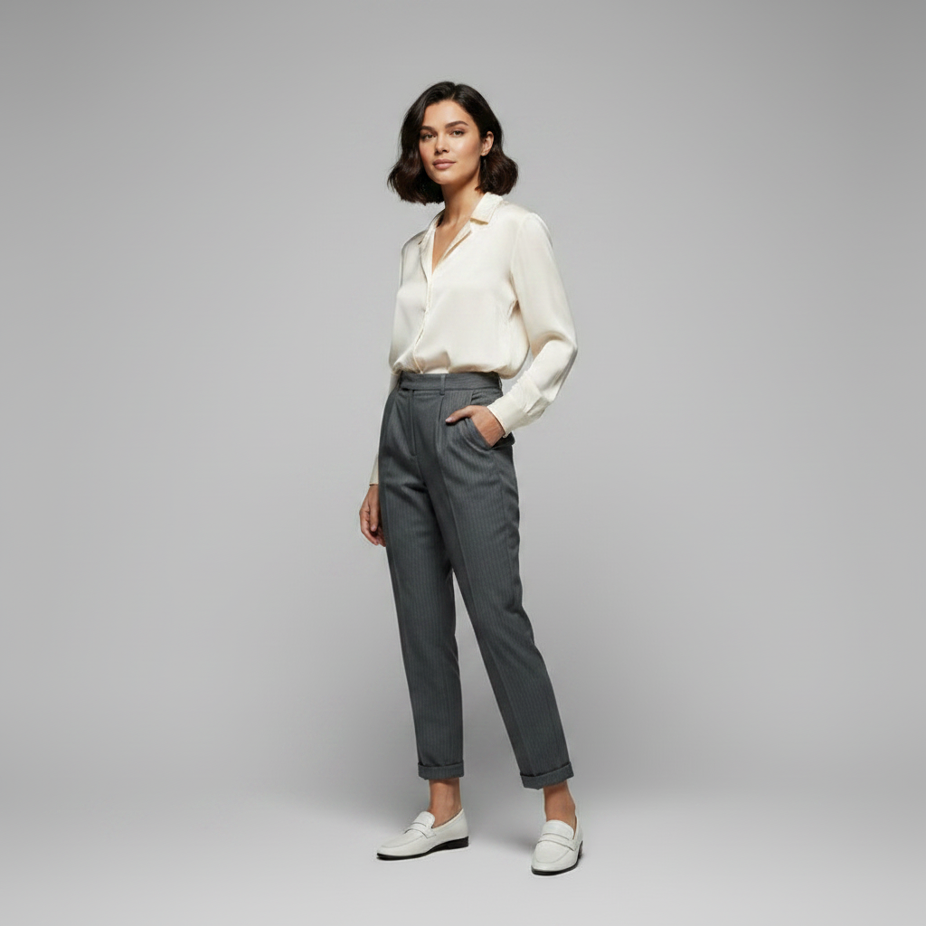 Elegant High Waist Women's Suit Trousers | Office Wear