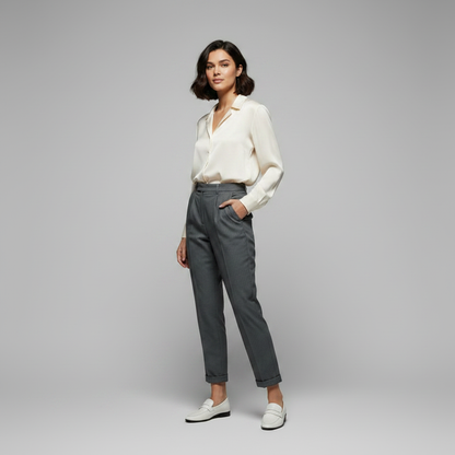 Elegant High Waist Women's Suit Trousers | Office Wear