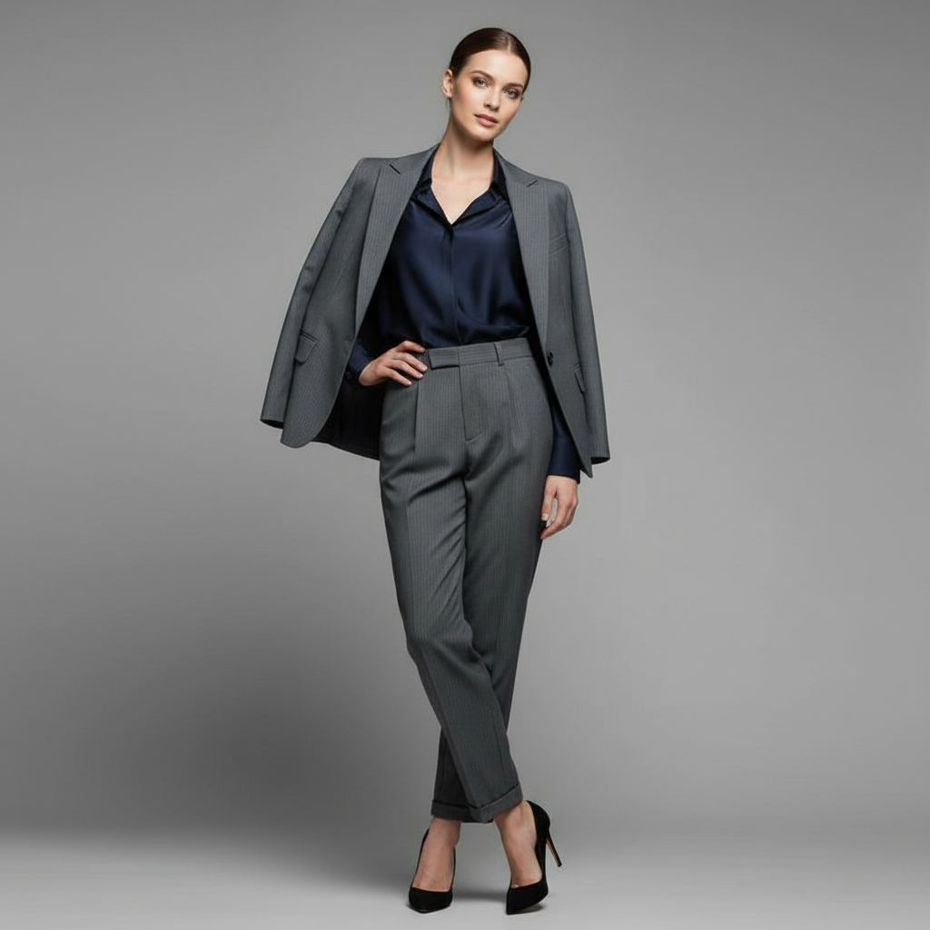 Elegant High Waist Women's Suit Trousers | Office Wear