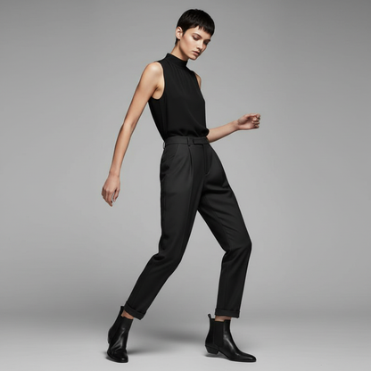 Elegant High Waist Women's Suit Trousers | Office Wear